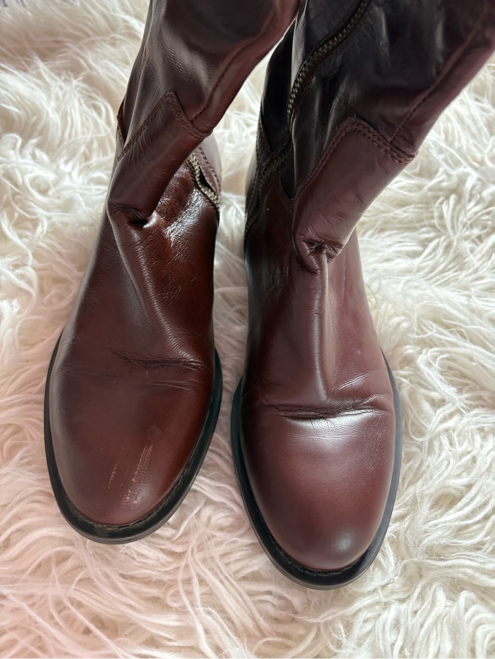Enzo Angiolini Brown Leather Knee High Riding Boots Size 6M - Picture 5 of 7